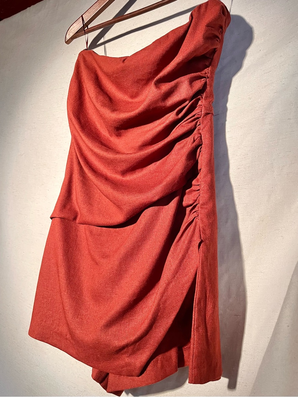 Zara Short Linen Romper Jumpsuit Terracotta Open Sholders Medium 3453/722/658 - Picture 10 of 16
